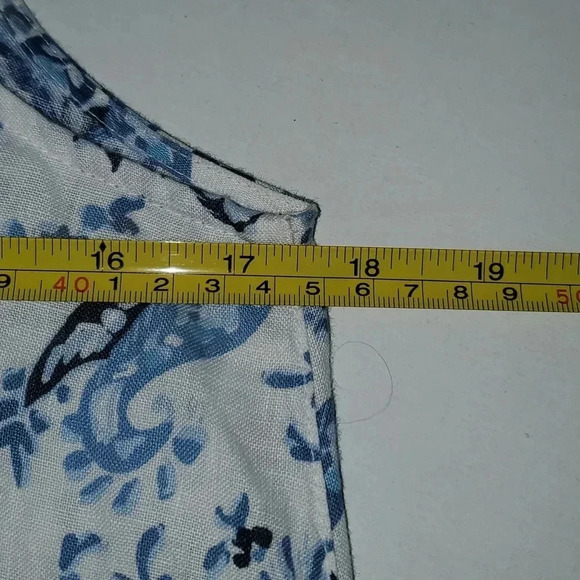 Lucky Brand Blue and White Floral Paisley Coastal 100% Linen Shift Dress Size XS - Picture 10 of 11